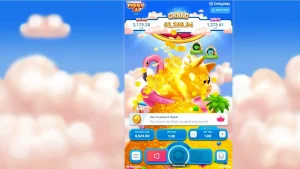 Piggy Tap slot game interface featuring a tropical piggy character